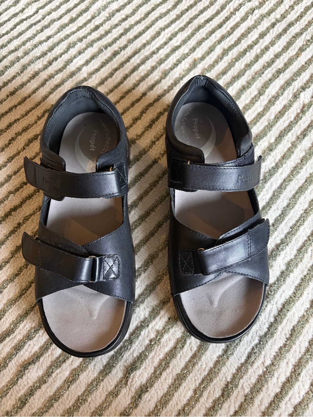 Propet Black Hook-and-Loop Comfort Sandals